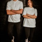 Girl and man wearing Vicious Candy sky blue tee