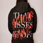 Girl wearing Black Oversize Hoodie